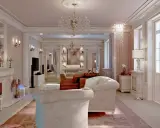 Elegancki salon w stylu francuskim, pełen blasku kryształowych żyrandoli i pastelowych barw. Inspiracje dla wytwornego wnętrza.