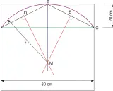 Geometry showing a purple arc over a rectangle, resembling a decorative łuk nad oknem. Dimensions 80 cm and 20 cm are indicated.