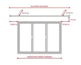 Schemat pokazuje, jak mierzyć wnękę na karnisz. Odległość od ściany do karnisza to 10-15 cm, a odległość od okna do karnisza to 15-25 cm.