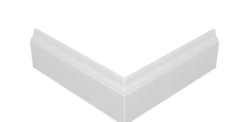 Białe listwy sufitowe ułożone w narożnik zewnętrzny. Dowiedz się, jak dociąć listwy sufitowe w narożnikach zewnętrznych, by uzyskać idealne połączenie.