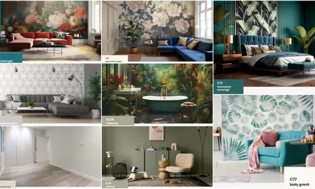Inspiracje do wnętrz z tapetami winylowymi: bujna dżungla, kwiatowe motywy, geometryczne wzory i eleganckie kolory.